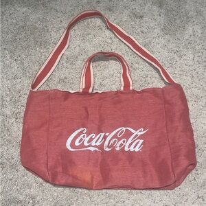 Coca-Cola Logo Distressed Look Canvas Tote Bag Coke Double Handle Shoulder Beach